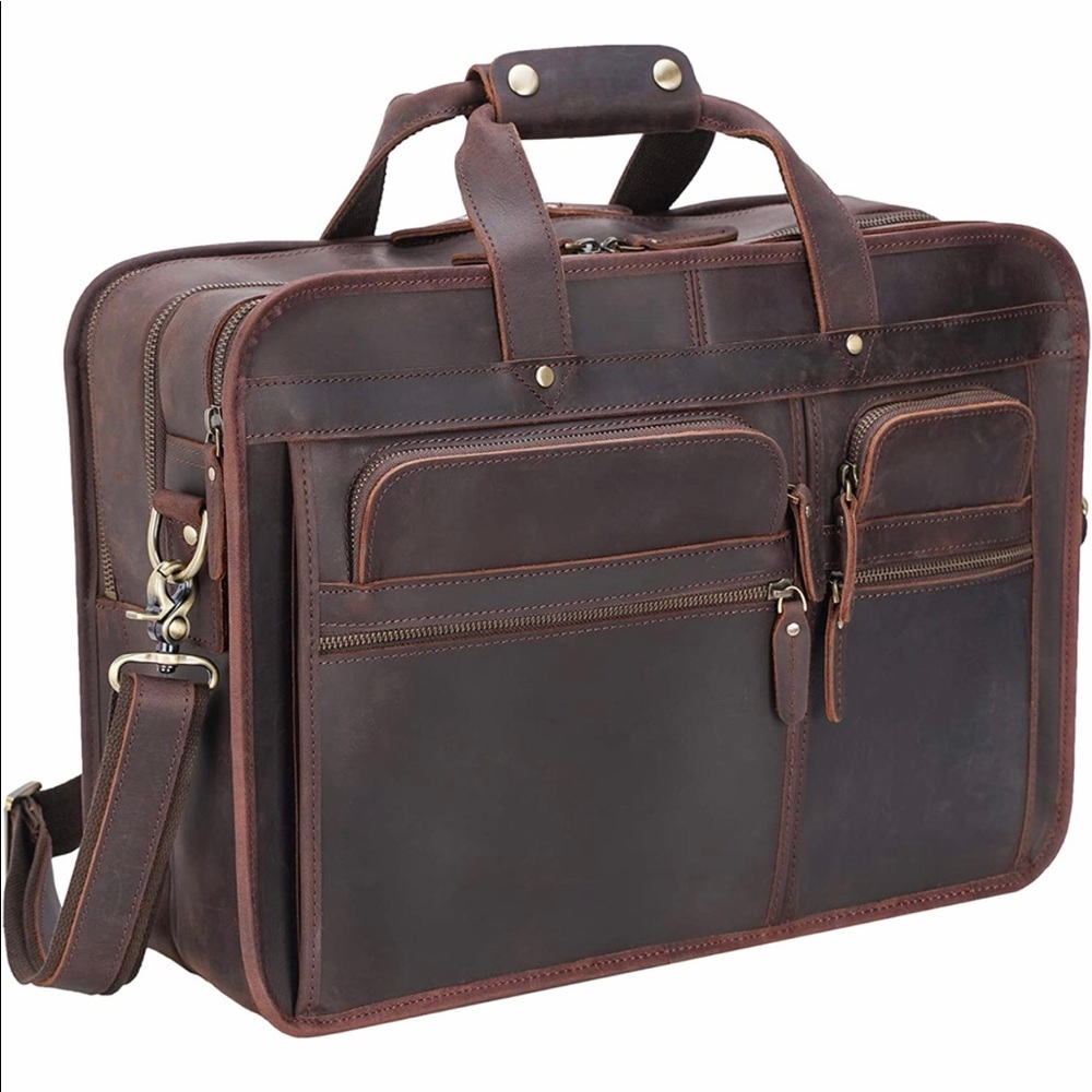 Dark Brown Leather Briefcase NWOT